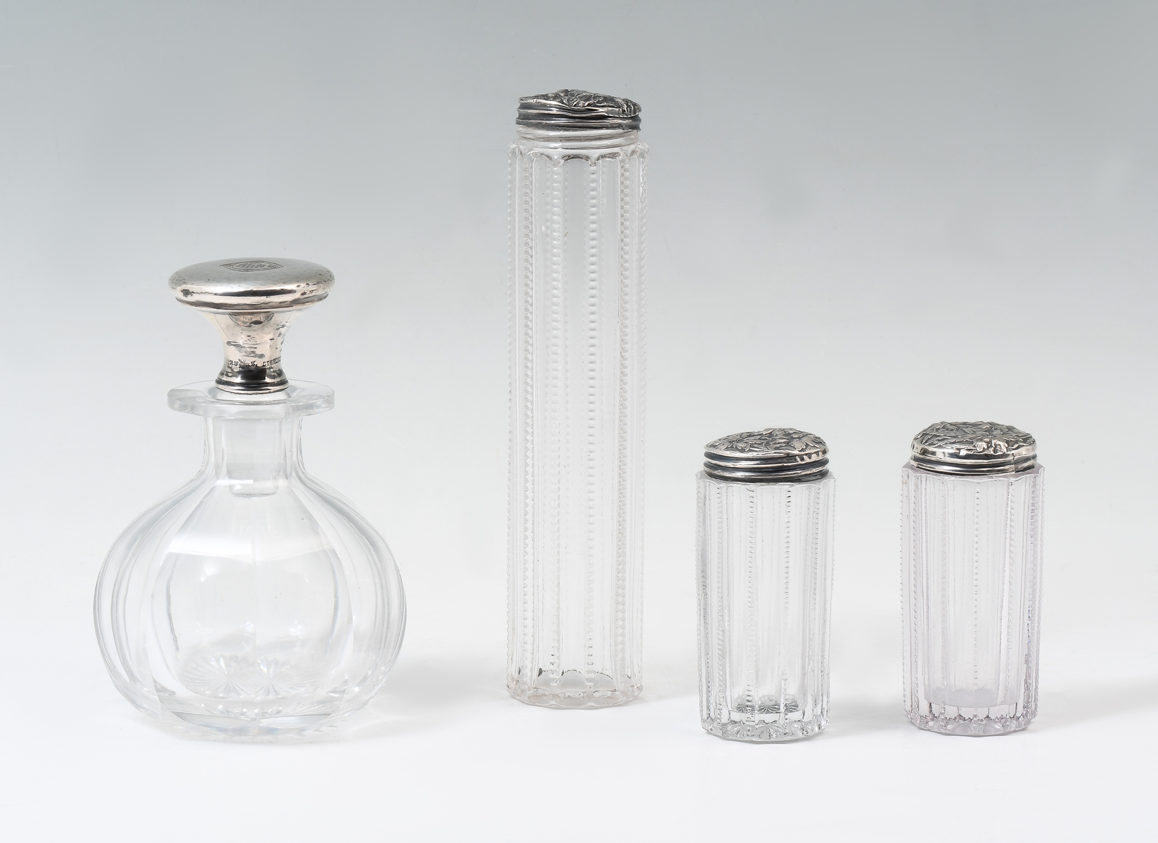 4 CUT GLASS VANITY BOTTLES WITH 36c09e