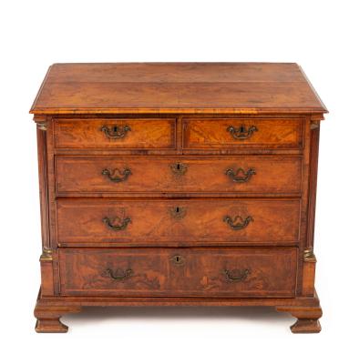A George II walnut chest of drawers,