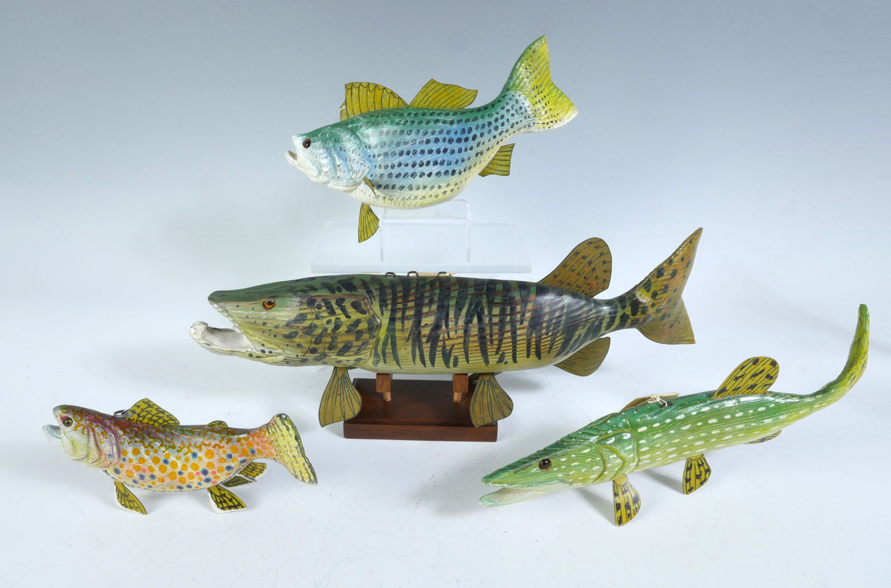 FOUR EXCEPTIONAL KOBER FISH DECOYS  36c3c5