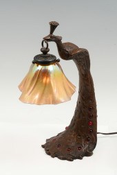 BRONZE PEACOCK TABLE LAMP   36a1e9