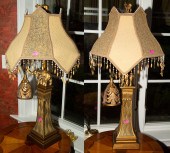 A PAIR OF GILT PAINTED ELEPHANT LAMPS