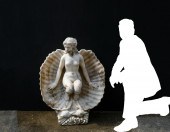 CARVED MARBLE GARDEN SHELL & MAIDEN