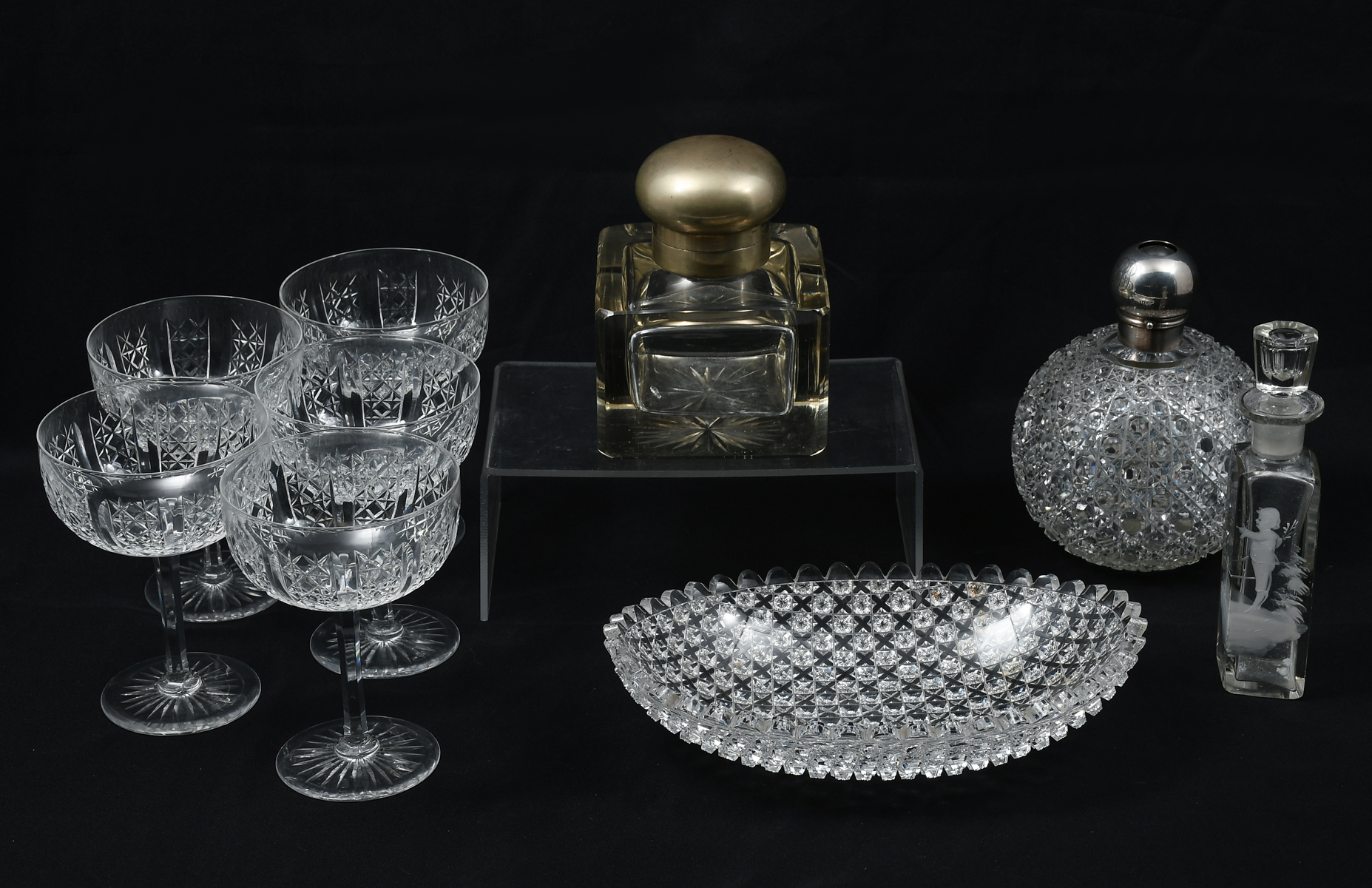 9 PC CUT CRYSTAL GLASS COLLECTION  36a599