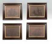 4 PC. STERLING FRANKLIN MINT BOATS SILHOUETTES: