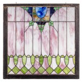 LARGE LEADED GLASS WINDOW PANEL First