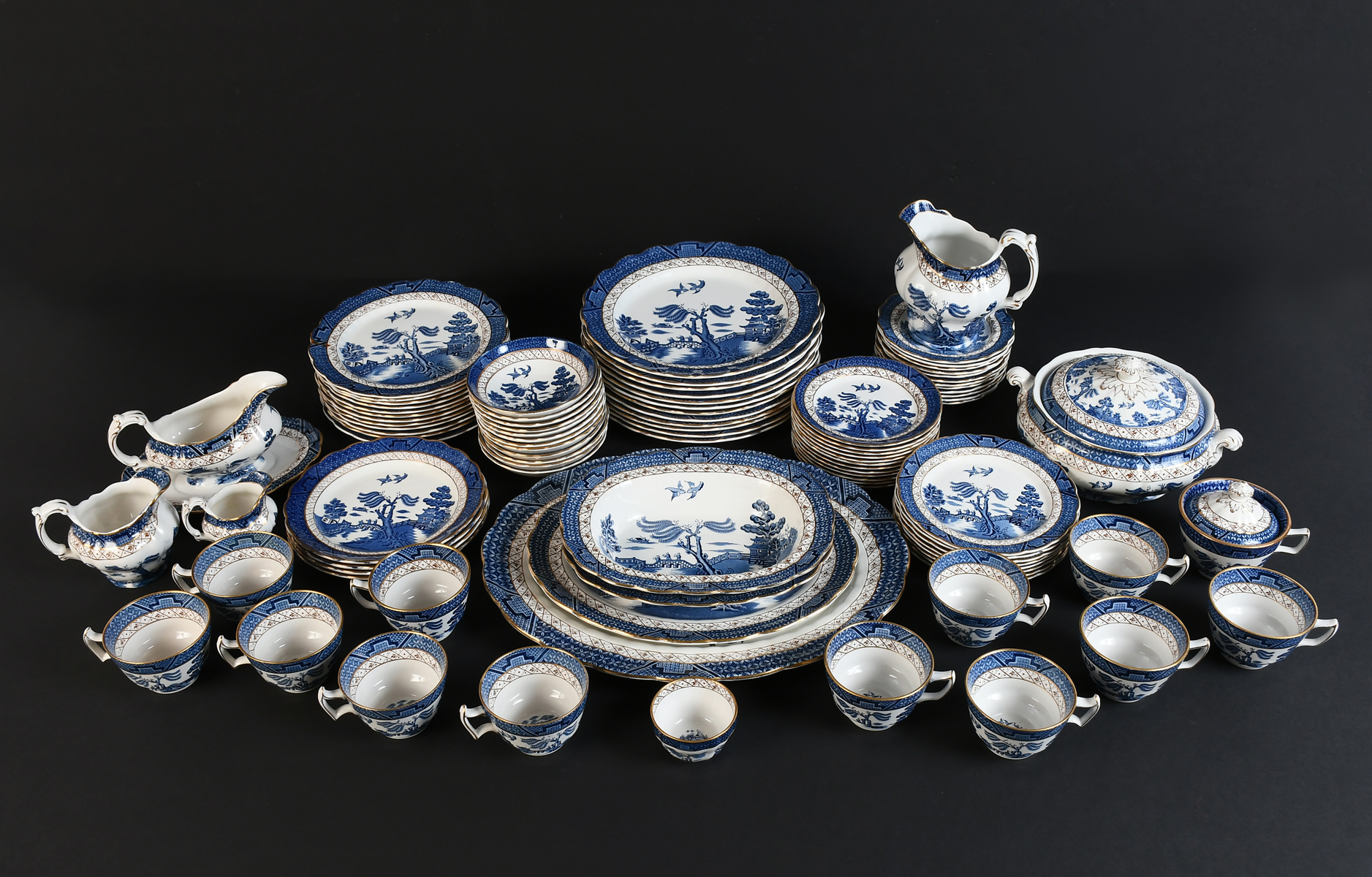 95 PC. WEDGWOOD REAL OLD WILLOW