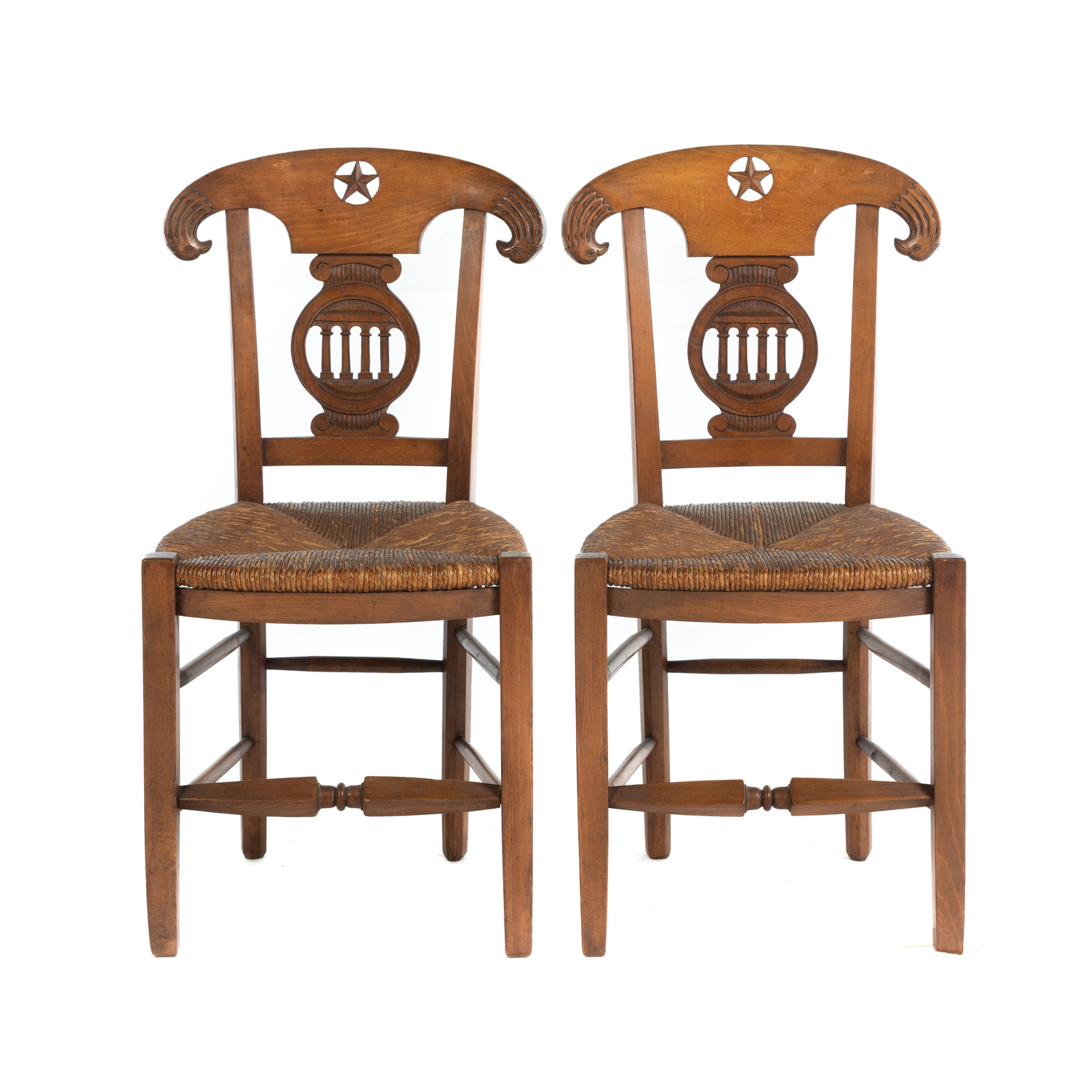 A PAIR OF FRENCH CARVED RUSH SEAT 36ac76