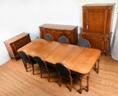 10 PC. CARVED MAHOGANY DINING SUITE: