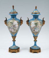 2 SEVRES STYLE ORMOLU MOUNTED VASES: