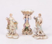 A pair of Dresden figures, male and