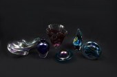 6 PC. SIGNED ART GLASS COLLECTION: Comprising;