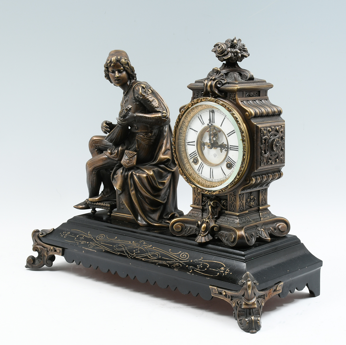 FIGURAL ANSONIA MANTLE CLOCK Patinated 36aff9