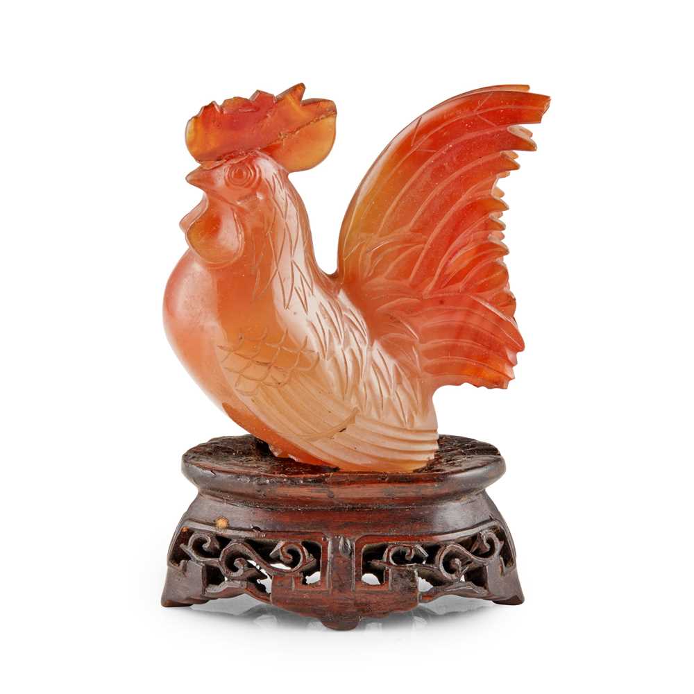AGATE CARVED COCKEREL 20TH CENTURY 36dfb7