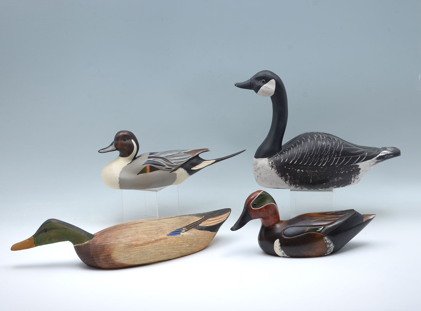 4 PC CARVED GOOSE DUCK COLLECTION  36e20a