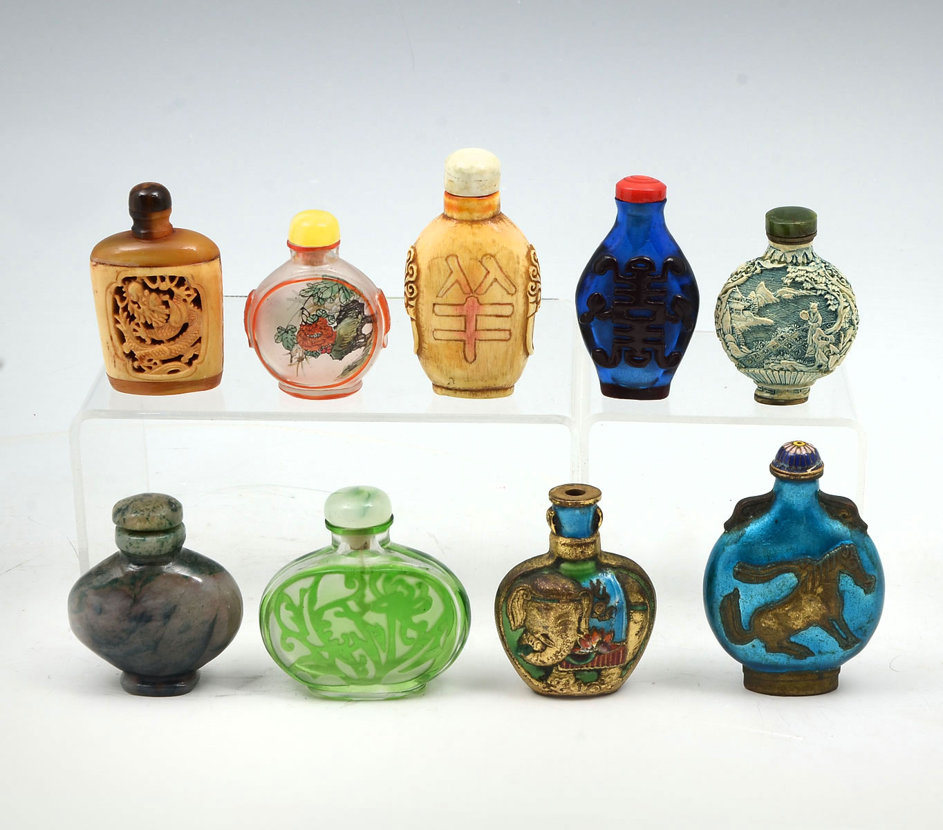 9 PC CHINESE SNUFF BOTTLES Comprising  36e4e8