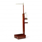 MAHOGANY AND BRASS STANDING FLOOR SCALES,
