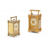 TWO FRENCH GILT BRONZE CARRIAGE CLOCKS
LATE