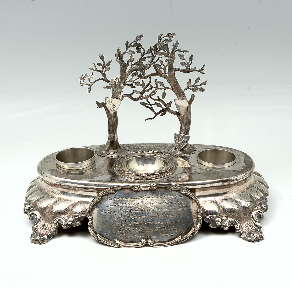  800 GERMAN SILVER INKWELL Approx  36e629