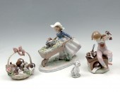 4 PC. LLADRO PORCELAIN DOG COLLECTION: