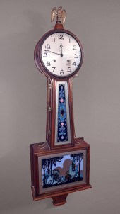 REVERSE PAINTED NEW HAVEN BANJO CLOCK: