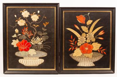 A pair of Japanese silk embroidered 36c7c1