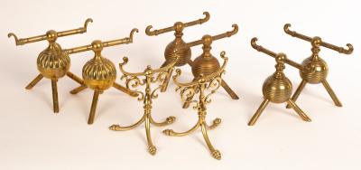 Four pairs of brass firedogs Aesthetic 36c8b5