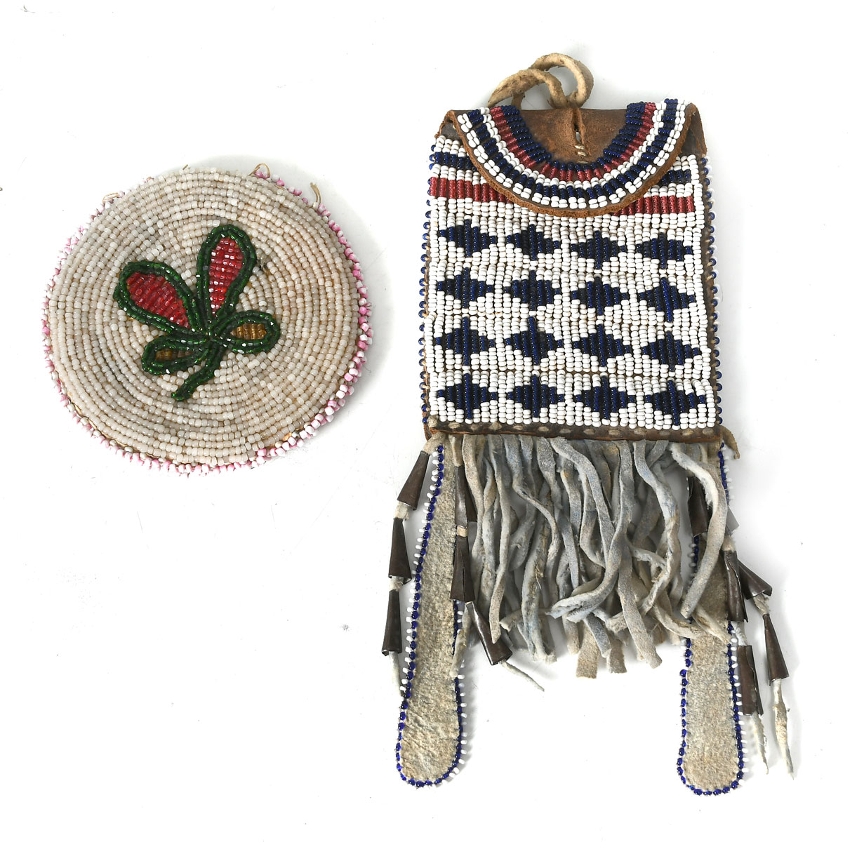 2 PC NATIVE AMERICAN BAGS 1 Round 36c960