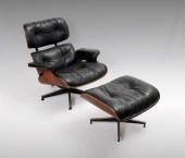 HERMAN MILLER LEATHER EAMES CHAIR AND