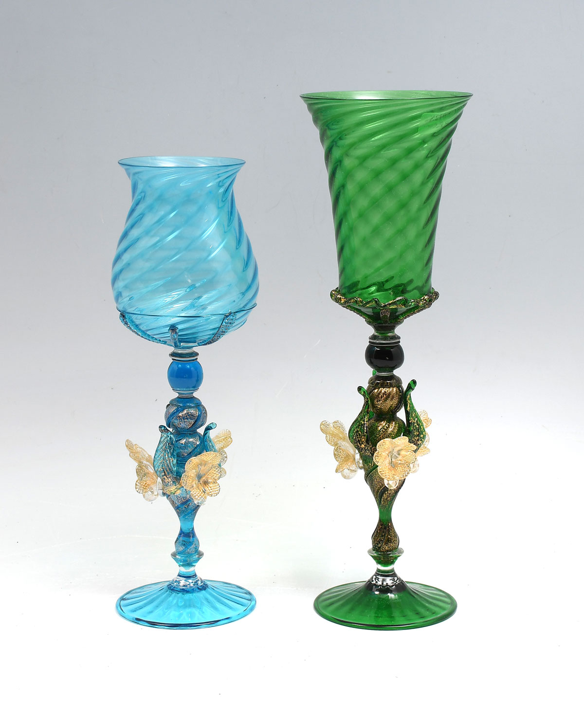 2 PIECE MURANO ART GLASS CHALICES  36cca9