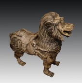 LARGE CARVED CHINESE FOO LION: Early