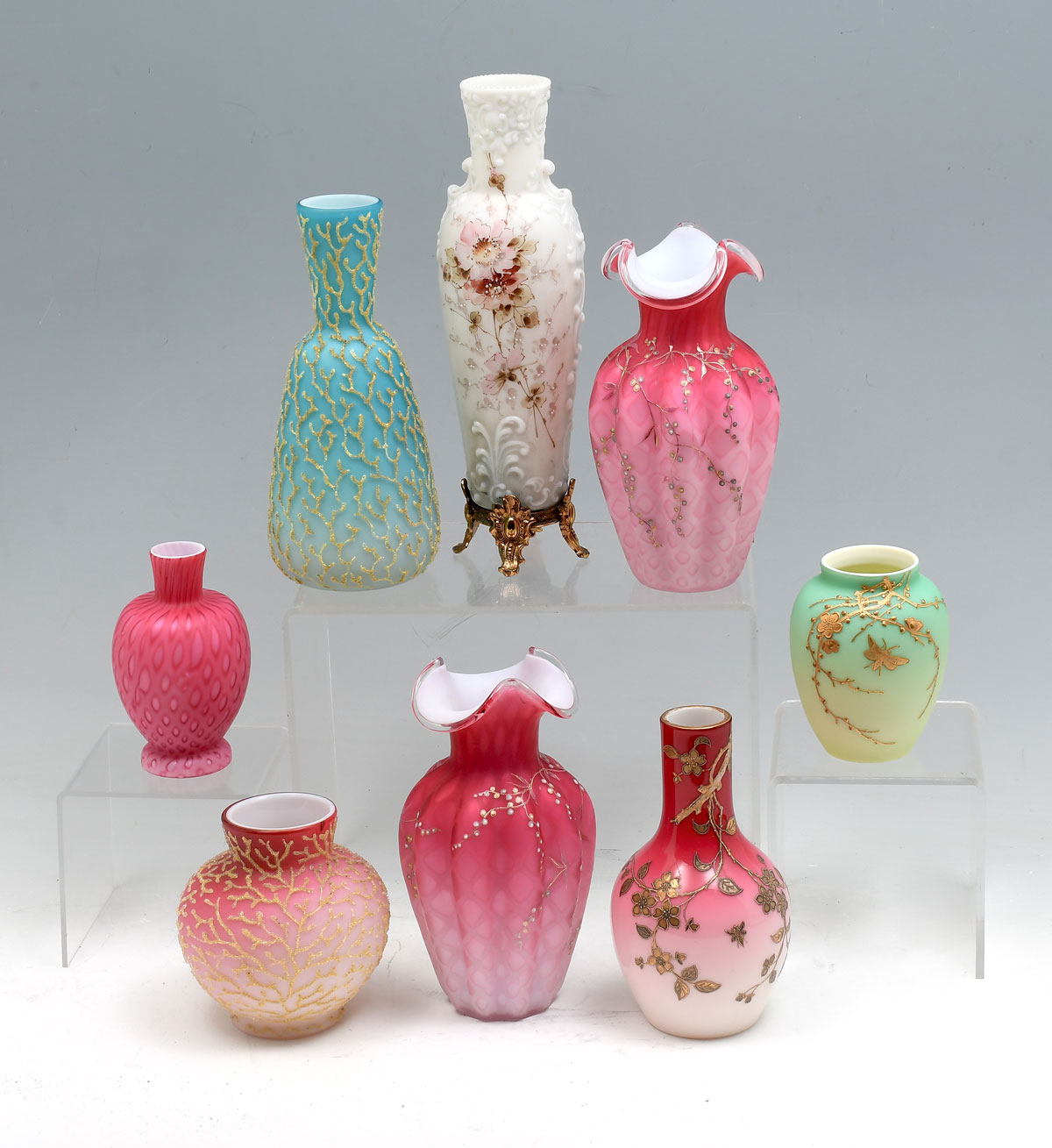 8 PC VICTORIAN ART GLASS COLLECTION  36ccd6