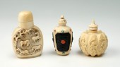 3 PC. CARVED IVORY CHINESE SNUFF BOTTLE