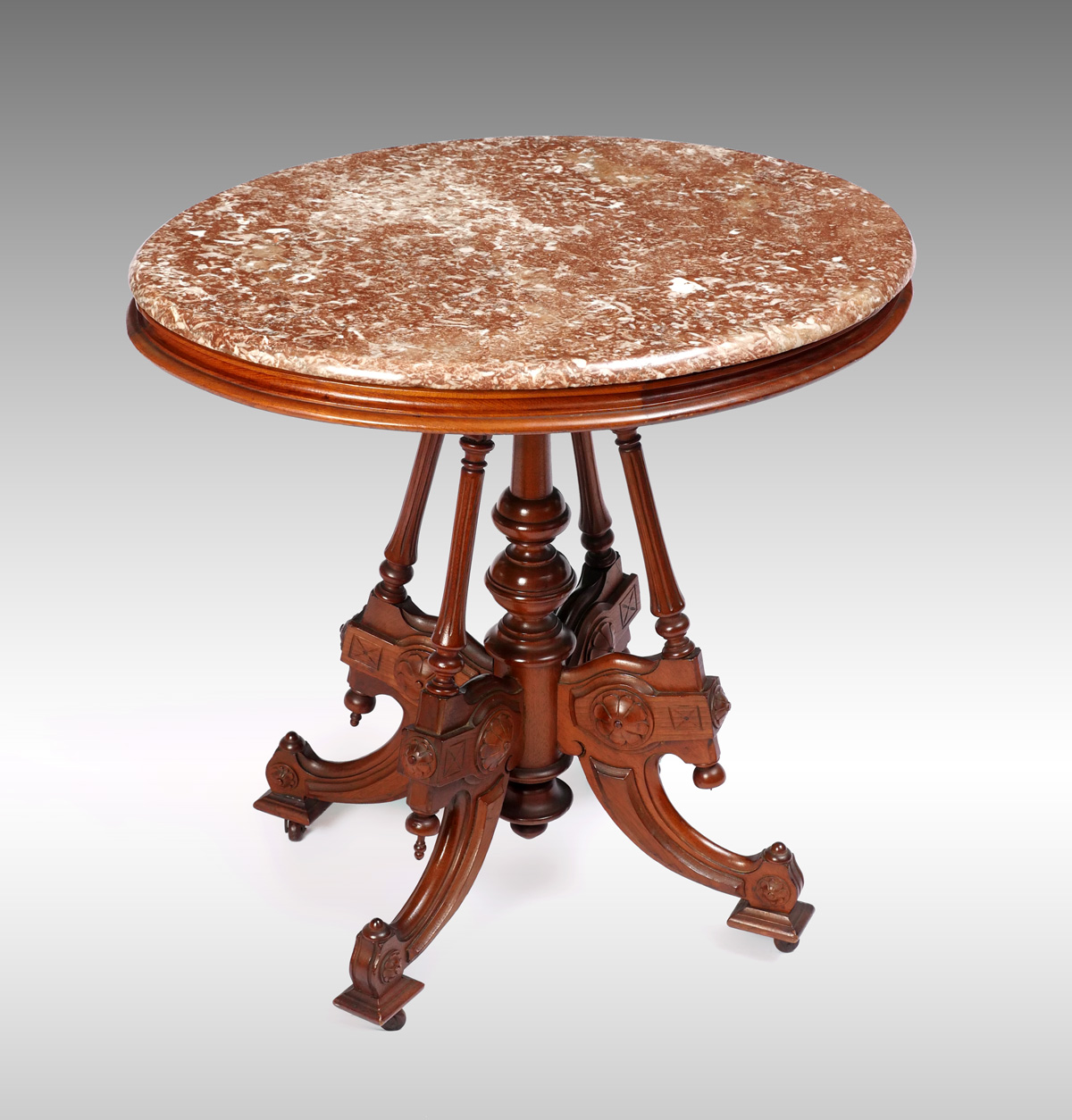 CARVED VICTORIAN MARBLE TOP TABLE  36d288