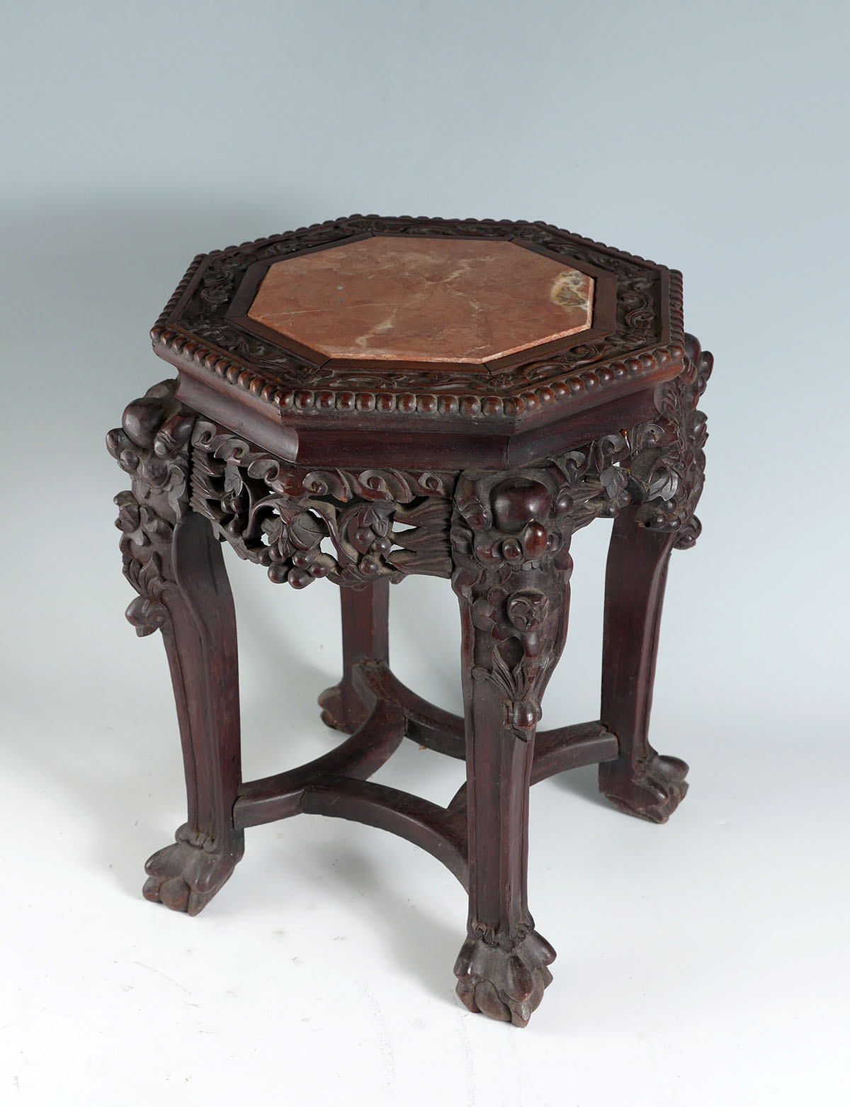 CHINESE MARBLE TOP PLANT STAND  36d388