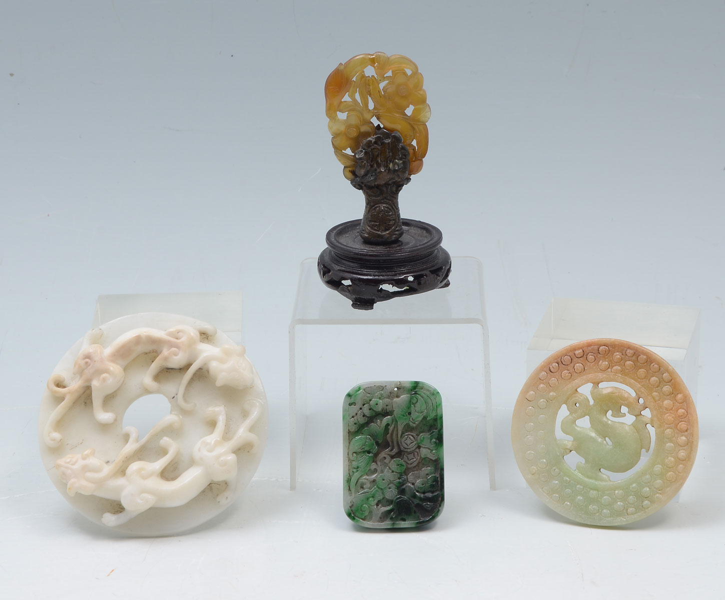 4 PC CHINESE CARVED JADE COLLECTION  36d384