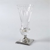 HAWKES STERLING MOUNTED CUT GLASS VASE: