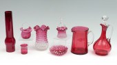 8 PIECE CRANBERRY GLASS COLLECTION: