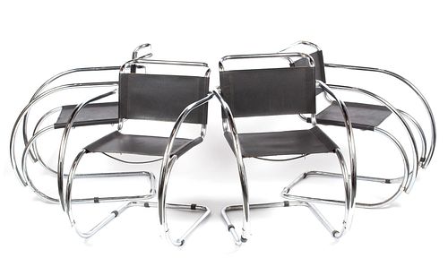 FOUR CHROME ARMCHAIRS IN THE MANNER 3701ea