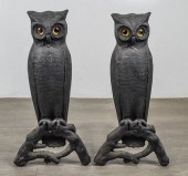 PAIR OF P.S. & W. CO. OWL ANDIRONSPeck,