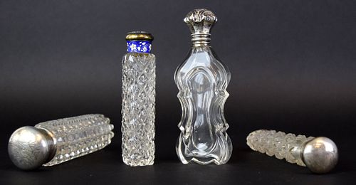 4 GLASS SILVER PERFUME OR SCENT 37067c