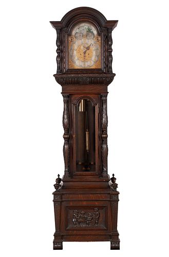 CARVED OAK TALL CASE CLOCKCARVED 3707c9