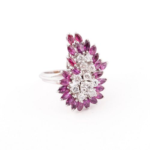 WHITE GOLD RUBY AND DIAMOND COCKTAIL 3707d6