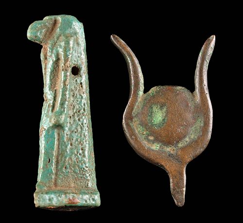 EGYPTIAN FAIENCE THOTH AMULET  37087d
