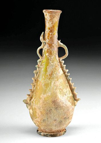 EXHIBITED ROMAN GLASS FLASK W  3708d0