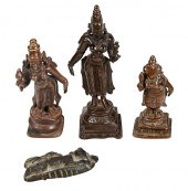 THREE SOUTH INDIAN PARVATI STATUES,