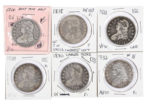 GROUP OF SIX CAPPED BUST HALF DOLLARS1814 371063