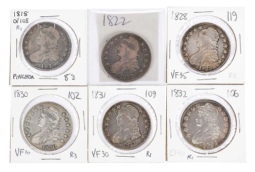 GROUP OF SIX CAPPED BUST HALF DOLLARS1818 371060
