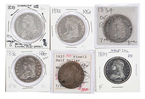 GROUP OF SIX CAPPED BUST HALF DOLLARS  37106d