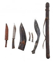 GROUP OF DAGGERS AND SCABBARDSkukri