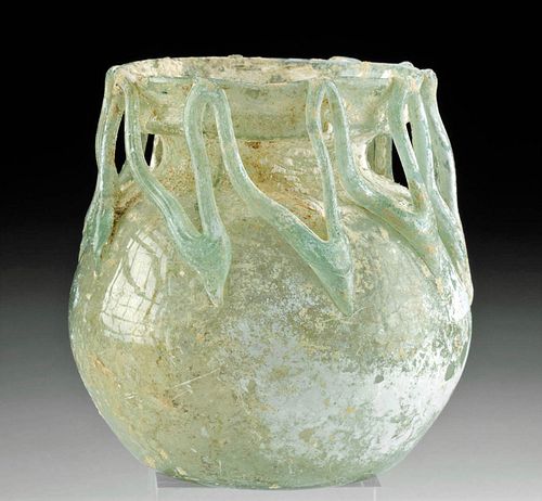 ROMAN GLASS JAR W APPLIED RIGAREE 371277